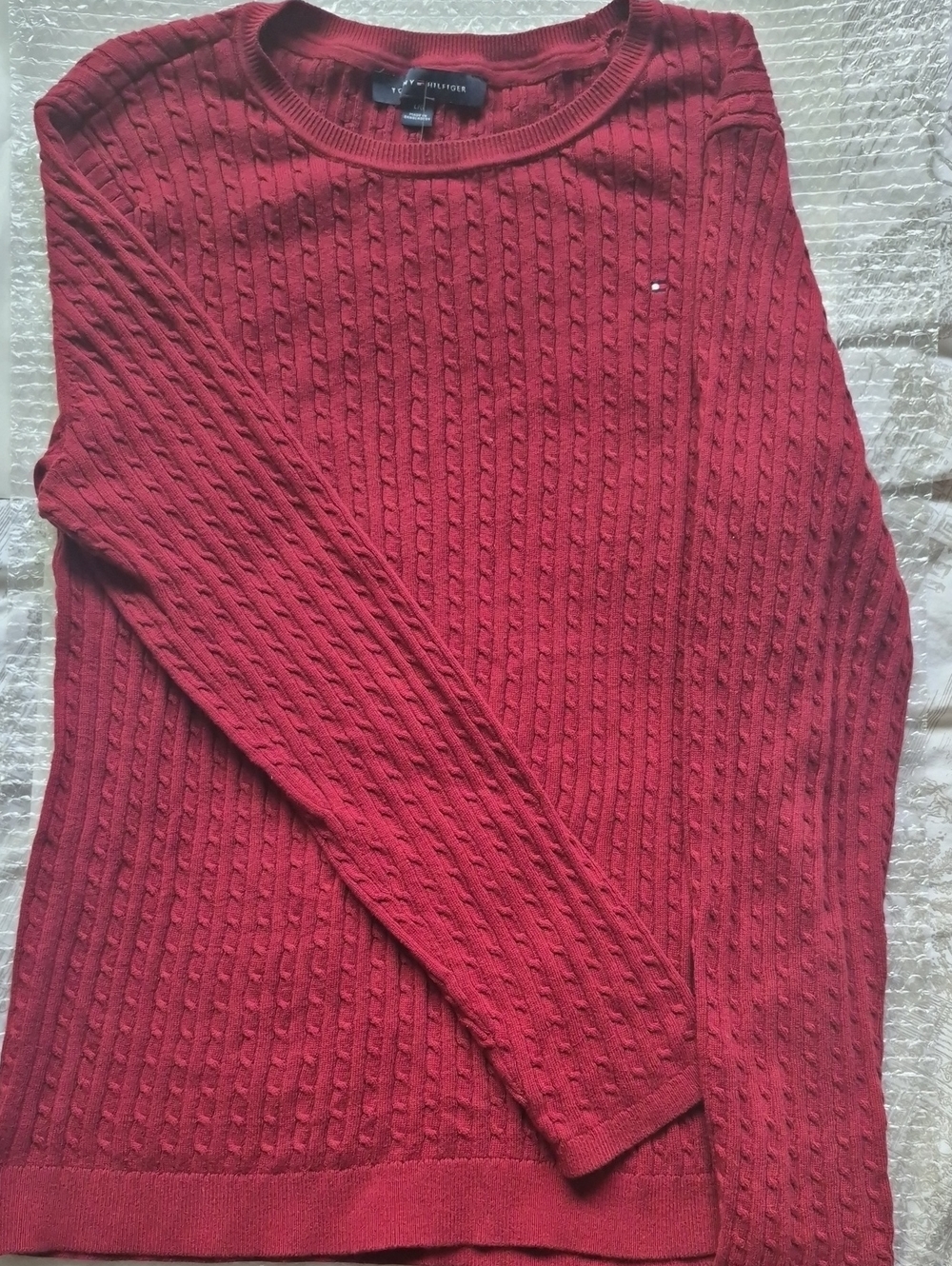 Tommy Hilfiger Women's Cable Knit Crewneck Sweater in Deep Red- NWOT